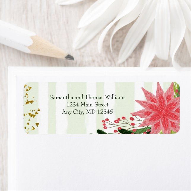 Red Green Gold Sparkle Poinsettia Christmas return (Insitu)