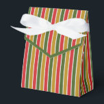 Red, Green, Gold Striped Favour Box<br><div class="desc">Red,  green and gold striped favour box with ribbon tie. Perfect for all gift decoration themes; simple/minimalist to maximalist depending on additional embellishments.</div>