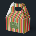 Red, Green, Gold Striped Holiday Greeting Favour Box<br><div class="desc">Red,  green and gold striped favour box with a simple holiday greeting tag. Perfect for all gift decoration themes; simple/minimalist to maximalist depending on additional embellishments.</div>