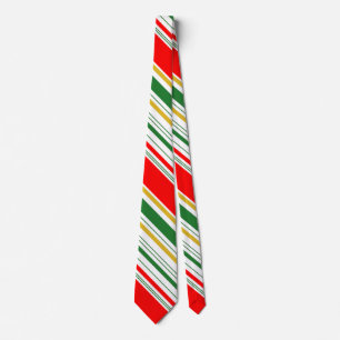 Red Green Gold Striped Ugly Christmas Neck Tie