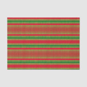 Red Green Gold Stripes Tissue Paper