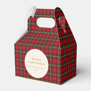 Red Green Gold Tartan Plaid Merry Christmas Family Favour Box