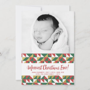 Red Green Gold Triangles Christmas Photo 5x7 Card
