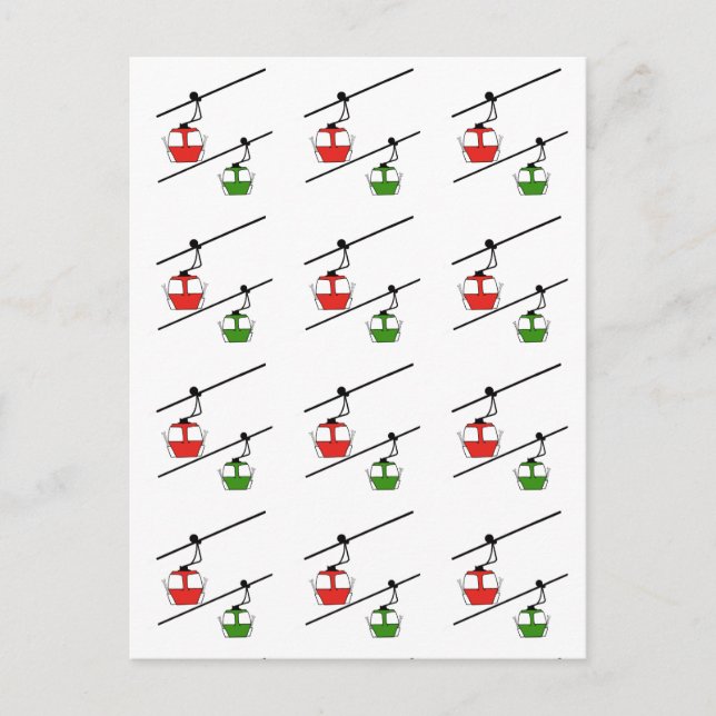 Red & green gondolas holiday card (Front)