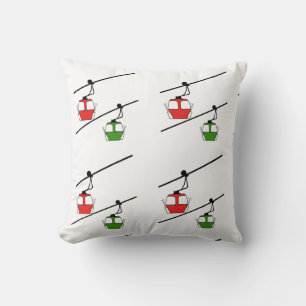 Red & green gondolas throw pillow