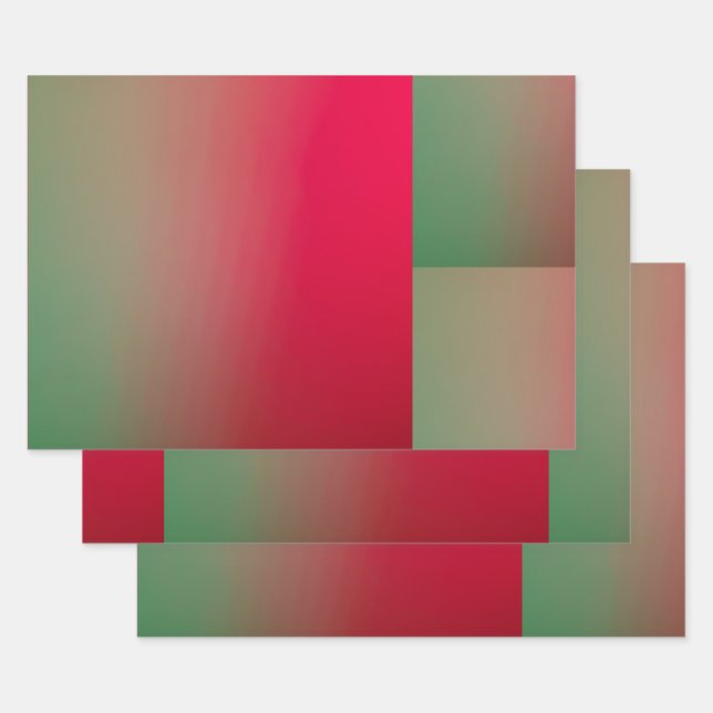 red & green gradient squares wrapping paper sheet (Set)