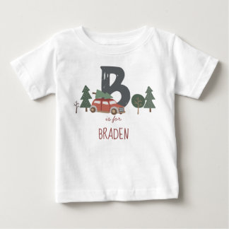Red Green Grey Child's Initial Alphabet Christmas Baby T-Shirt