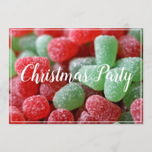 Red & Green Gumdrops Christmas Party Invitations
