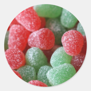 Red & Green Gumdrops Classic Round Sticker