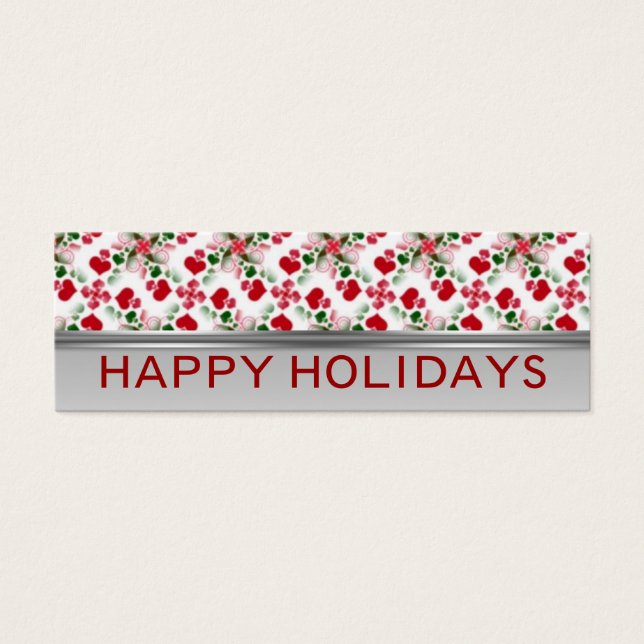 Red + Green Hearts Christmas Card | Mini Size (Front)