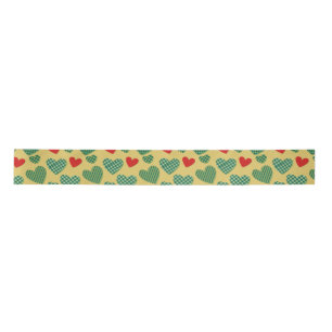 Red & Green Hearts Ribbon Satin Ribbon