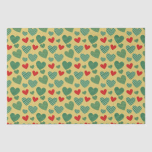 Red & Green Hearts Tissue Paper