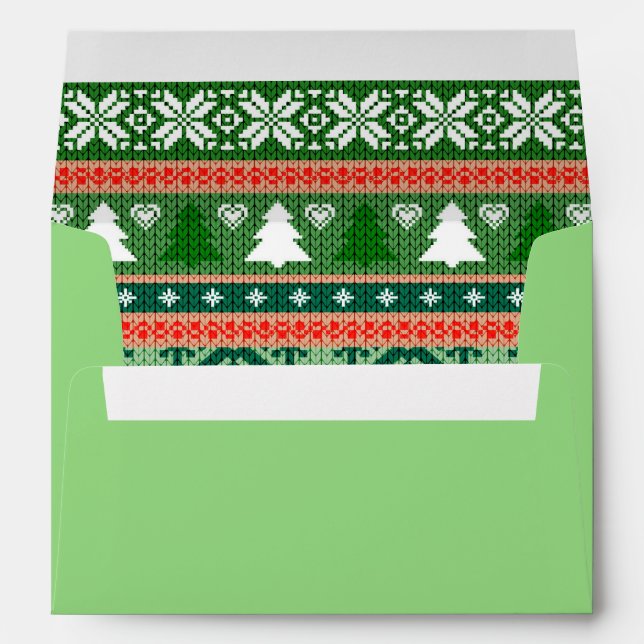 Red Green Holiday Christmas with Return Address Envelope (Back (Bottom))