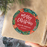 Red Green Holiday Festive Merry Christmas Script Classic Round Sticker<br><div class="desc">This festive design boasts the classic "Merry Christmas" script in vibrant red and green,  creating an atmosphere of holiday cheer. Perfect for adding a pop of colour to your holiday favours,  gift packaging,  or Christmas cards.</div>