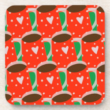 Red & Green Holiday Gift Hard plastic coaster