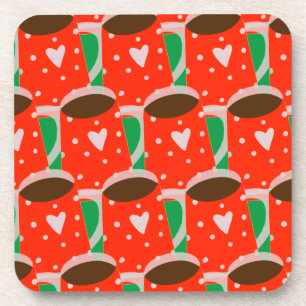 Red & Green Holiday Gift Hard plastic coaster