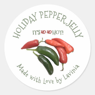 Red Green Holiday Hot Pepper Jelly Made with Love Classic Round Sticker