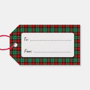 Red Green Holiday Plaid Custom Gift Tag