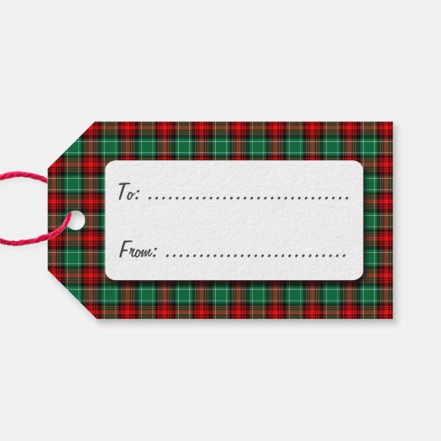 Red Green Holiday Plaid Custom Gift Tag (Back Horizontal)