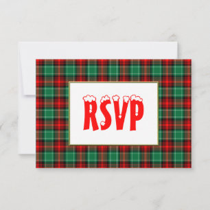 Red Green Holiday Plaid Custom Holiday RSVP Card