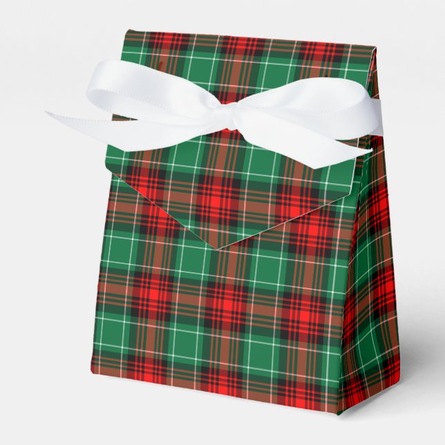 Red Green Holiday Plaid Party Favour Box (Front Side)