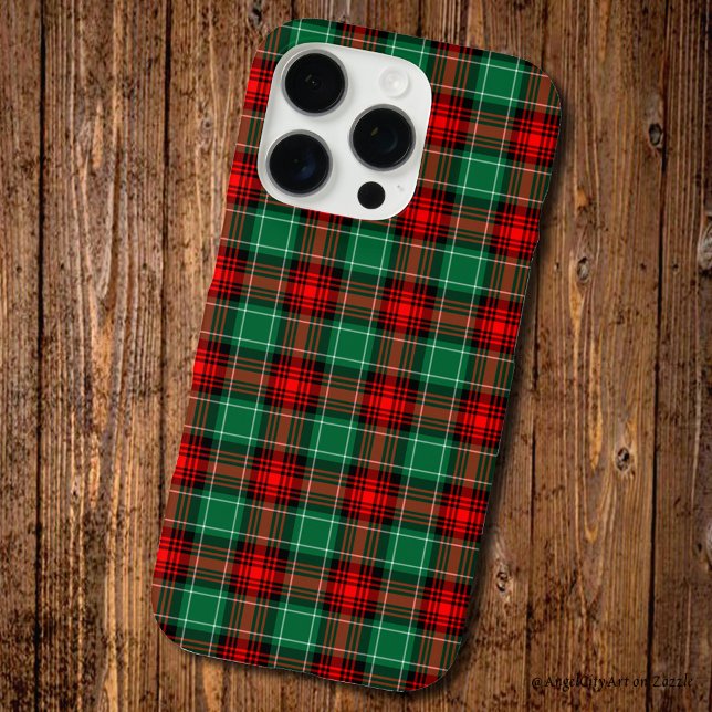 Red Green Holiday Plaid Pattern Case-Mate iPhone Case (Retro country red green plaid pattern.)