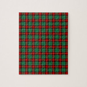 Red Green Holiday Plaid Pattern Jigsaw Puzzle