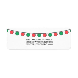 Red Green Holiday String of Lights Address Labels