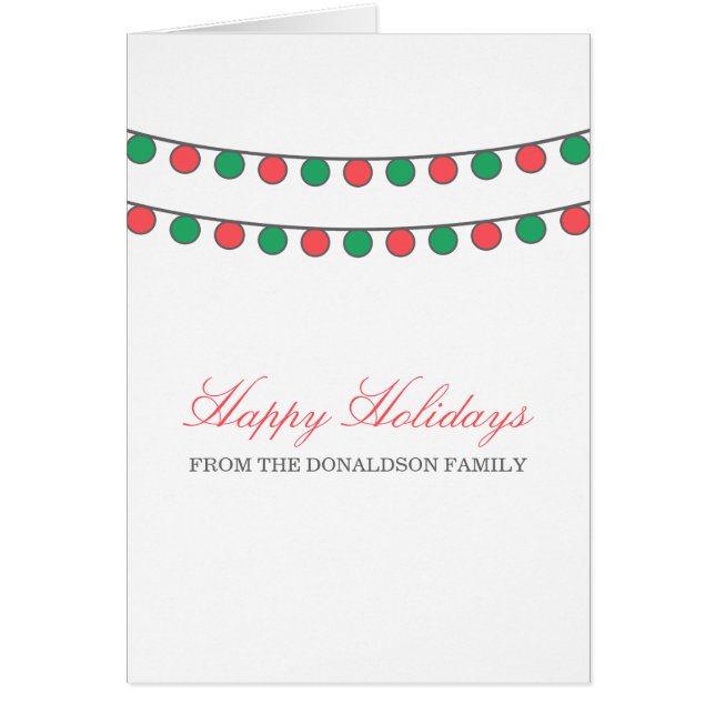 Red Green Holiday String of Lights Greeting Card (Front)