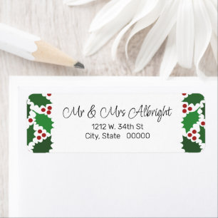 Red & Green Holly Berry Return Address Label