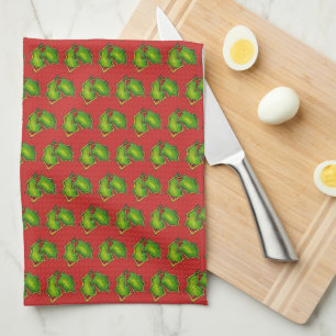 Red Green Holly Leaf Christmas Xmas Holiday Cookie Tea Towel
