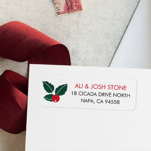 Red & Green Hollyberry Christmas Return Address