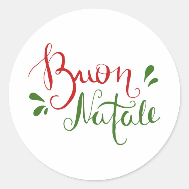 Red Green Italian Merry Christmas Classic Round Sticker (Front)