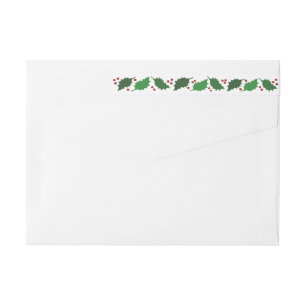 Red & Green Jolly Holly  Wrap Around Address Label