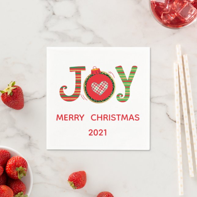 Red Green Joy Christmas Holiday  Napkin (Insitu)