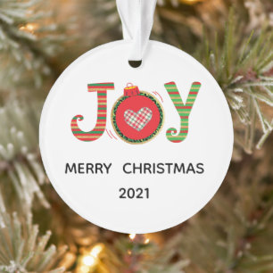 Red Green Joy Christmas Holiday  Ornament
