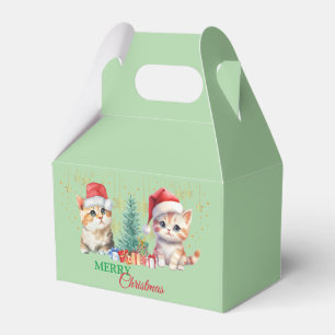Red Green kitten cat Santa Merry Christmas Party Favour Box