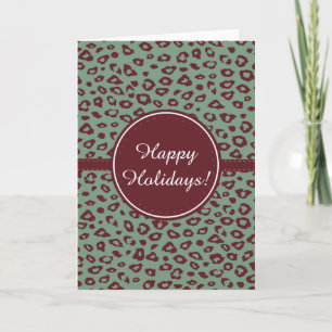 Red Green Leopard Print Christmas Holiday Card