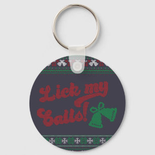 Red Green Lick My Balls Ugly Christmas Key Ring