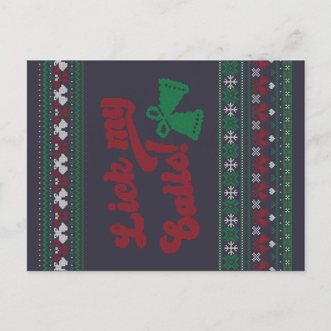 Red Green Lick My Balls Ugly Christmas Postcard (Front)