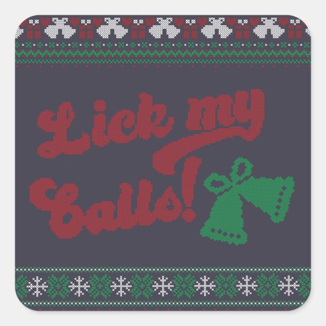 Red Green Lick My Balls Ugly Christmas Square Sticker (Front)