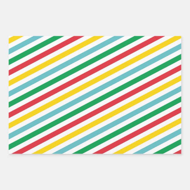 Red Green Lines Zig Zag Stripes Christmas Gift Wrapping Paper Sheet (Front)