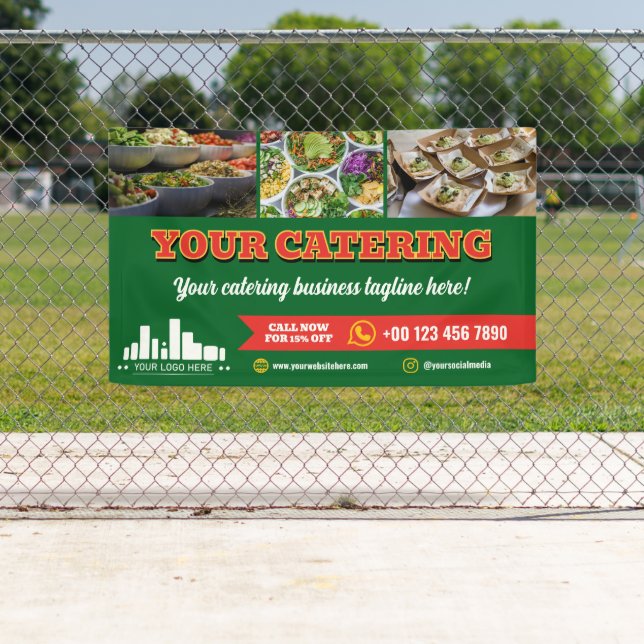 Red Green Logo Photo Catering Marketing Banner (Insitu)