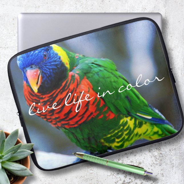 Red Green Lorikeet Bird Photo Live Life in Colour Laptop Sleeve (Creator Uploaded)