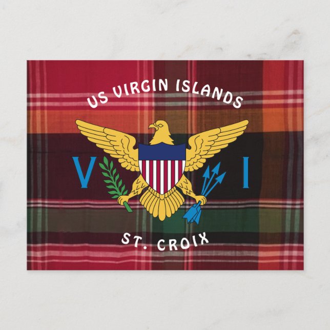 Red Green Madras Virgin Islands Flag Personalise Postcard (Front)