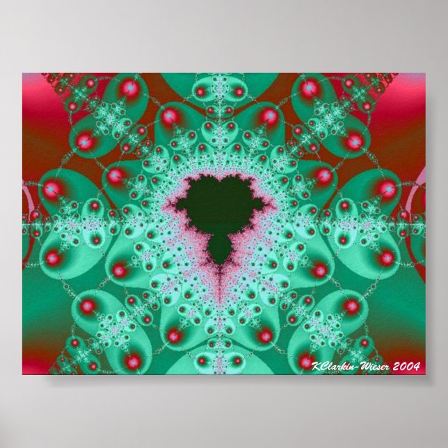 Red & Green Mandelbrot Poster (Front)