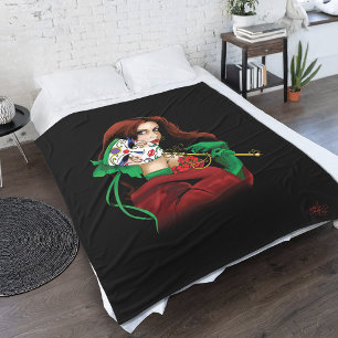 Red Green Masquerade Venetian  Fleece Blanket