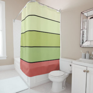 Red Green Melon Color Stripes On Watercolor Paper  Shower Curtain
