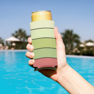 Red Green Melon Colour Stripes On Watercolor Paper Seltzer Can Cooler