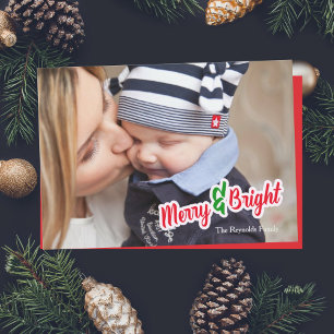 Red Green Merry & Bright Photo Christmas Card